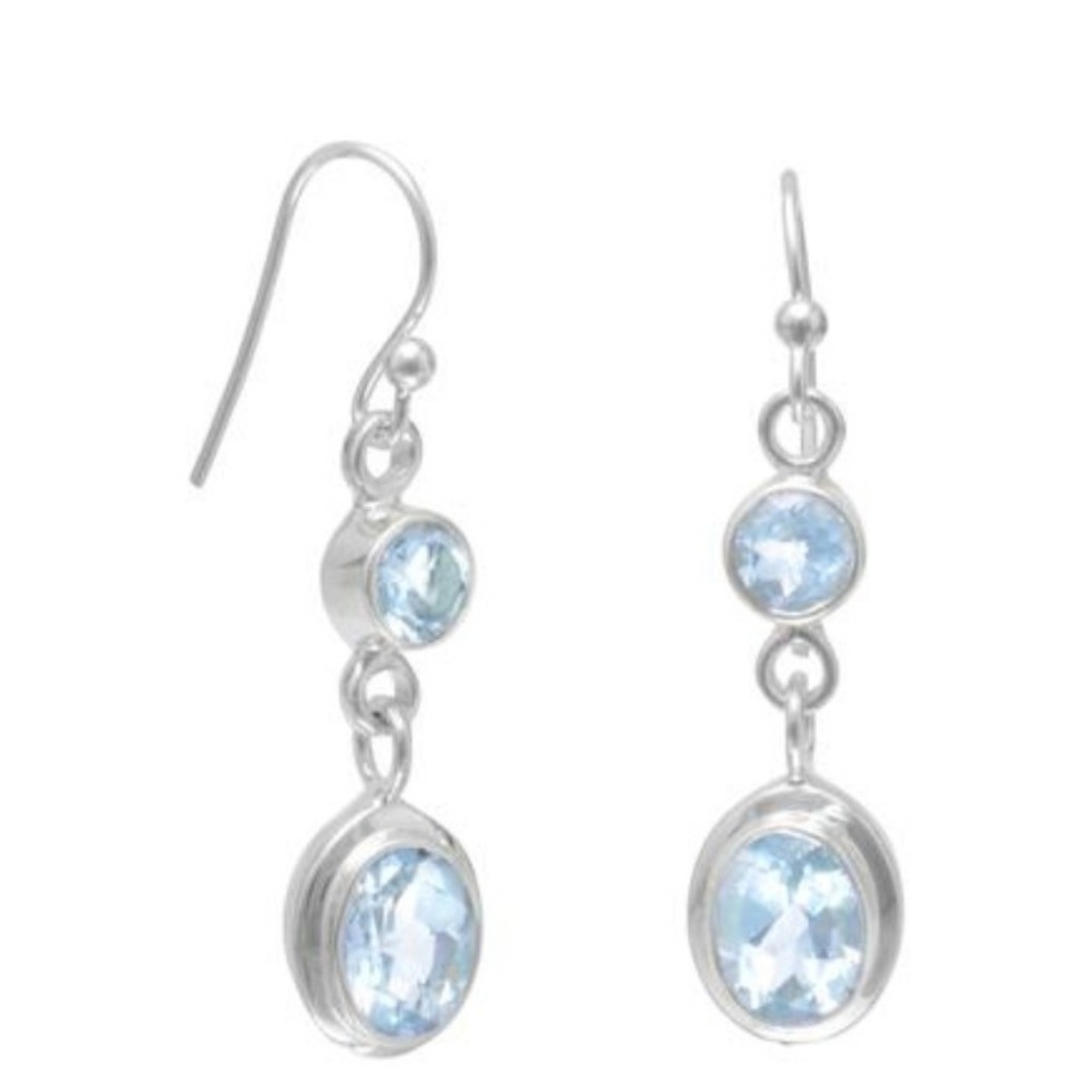 Sterling Silver Blue Topaz Earrings on French Wire